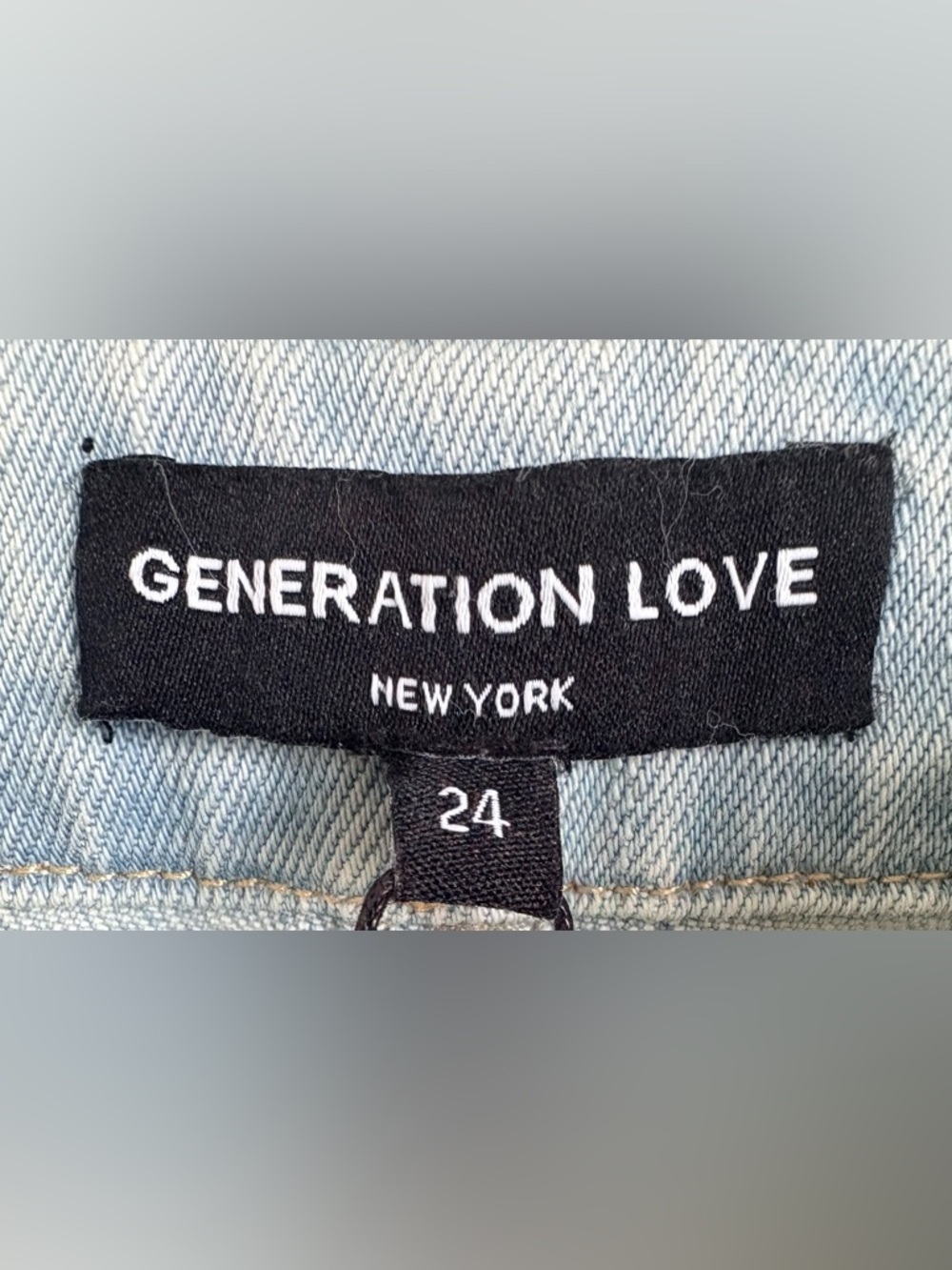 Generation Love Light Blue Denim Mini Skirt with White Lace Hem - Picture 6 of 6